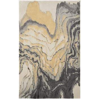 Bleecker Modern Watercolor Gray/Yellow/Ivory Area Rug