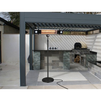 Black Adjustable Electric Outdoor Heater with LED and Remote