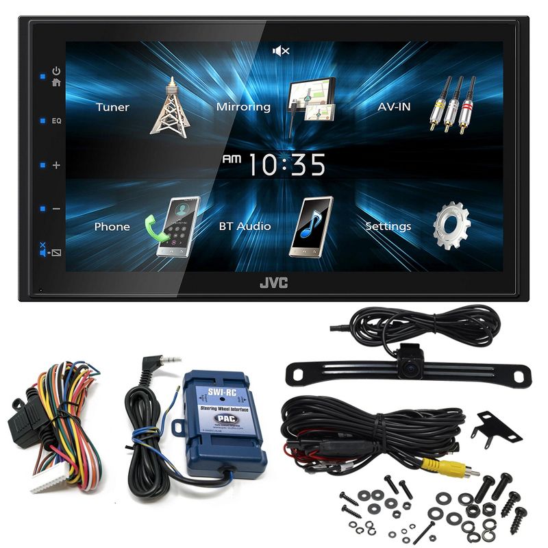 JVC KW-M150BT Digital Media Receiver featuring 6.8" WVGA Capacitive Monitor with PAC SWI-RC Steering Wheel Interface and License Plate Back Up Camera, 1 of 10
