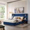 Whisen Queen Size Velvet Bed Frame, Upholstered Platform Bed, Vertical Channel Tufted Wingback Headboard - 2 of 4