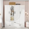 Keloyid White Wood 62.99 in. Armoire with 3 Drawers and 6 Shelves - 4 of 4