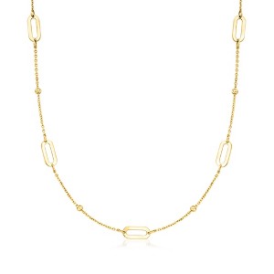 Pure Collection by Ross-Simons Italian 14kt Yellow Gold Bead and Paper Clip Link Station Necklace - 1 of 4