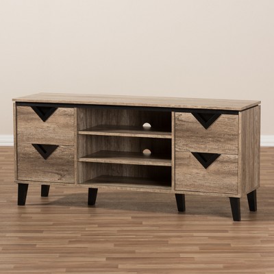 Beacon Black Oak Veneer TV Stand with Cabinet, 58.86"