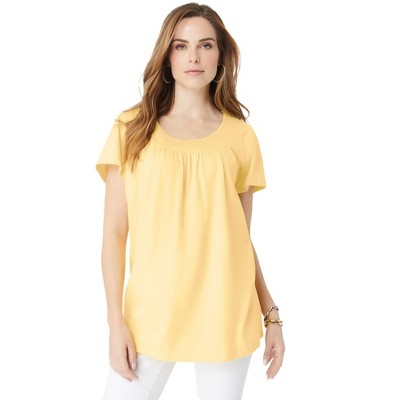 Roaman's Women's Plus Size Shirred Ultimate Tee