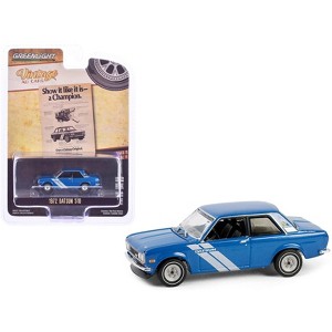1972 Datsun 510 Blue Metallic with White "Vintage Ad Cars" Series 11 1/64 Diecast Model Car by Greenlight - 1 of 4