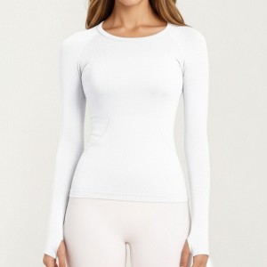 Anna-Kaci Active Women's Seamless Long Sleeve Fitted Top with Thumbhole Cuffs and Crew Neck - 1 of 4