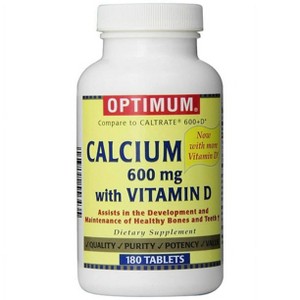 Optimum Calcium Tablets with Vitamin D, 600 Mg, 180 Count - 1 of 3