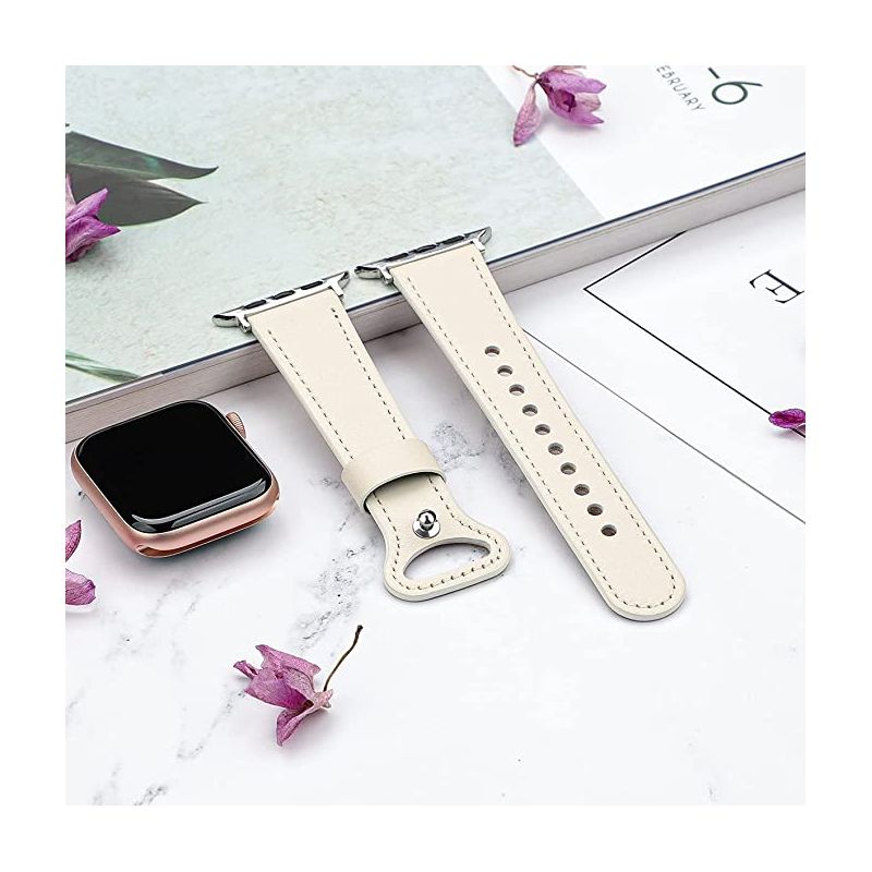 Worryfree Gadgets Leather Band for Apple Watch 38/40/41mm, 42/44/45mm iWatch Band Series 8 7 6 5 4 3 2 1 & SE, 4 of 6