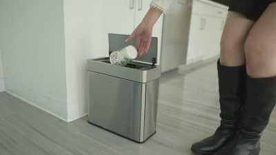 Slim Rectangular Brushed Stainless Steel Touchless Trash Can
