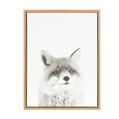 18" x 24" Sylvie Fox Portrait Framed Canvas by Simon Te Tai Natural - Kate and Laurel