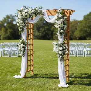 Gulches Light Brown Wooden Arbor Wedding Arch for Ceremonies, Plant Climbing Trellis & Christmas Decor Pergola for Garden Backyard - 1 of 4