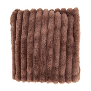 Saro Lifestyle Cozy Comfort Faux Rabbit Fur Throw, 50"x60", Brown - 1 of 3