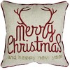 Gulches "Merry Christmas & Happy New Year" Throw Pillow,20x20 Linen Look with Gold Accents & Insert,Mantel Decor with Holly & Bells - 2 of 4