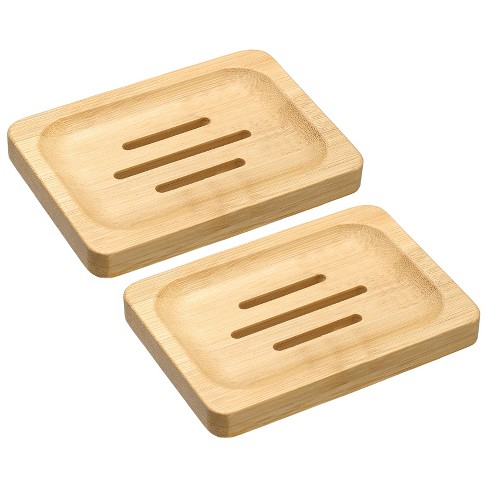 Unique Bargains Natural Bamboo Wooden Soap Dish With Self-draining ...