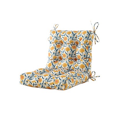 ARTPLAN Outdoor Chair Cushion,High Back Tufted Patio Cushion with Tie for Adirondack Rocker Chair,44"x21"x4",1 Count,Floral