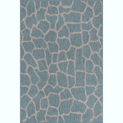 Light Aqua Rectangular Stain-Resistant Outdoor Rug 4' x 6'
