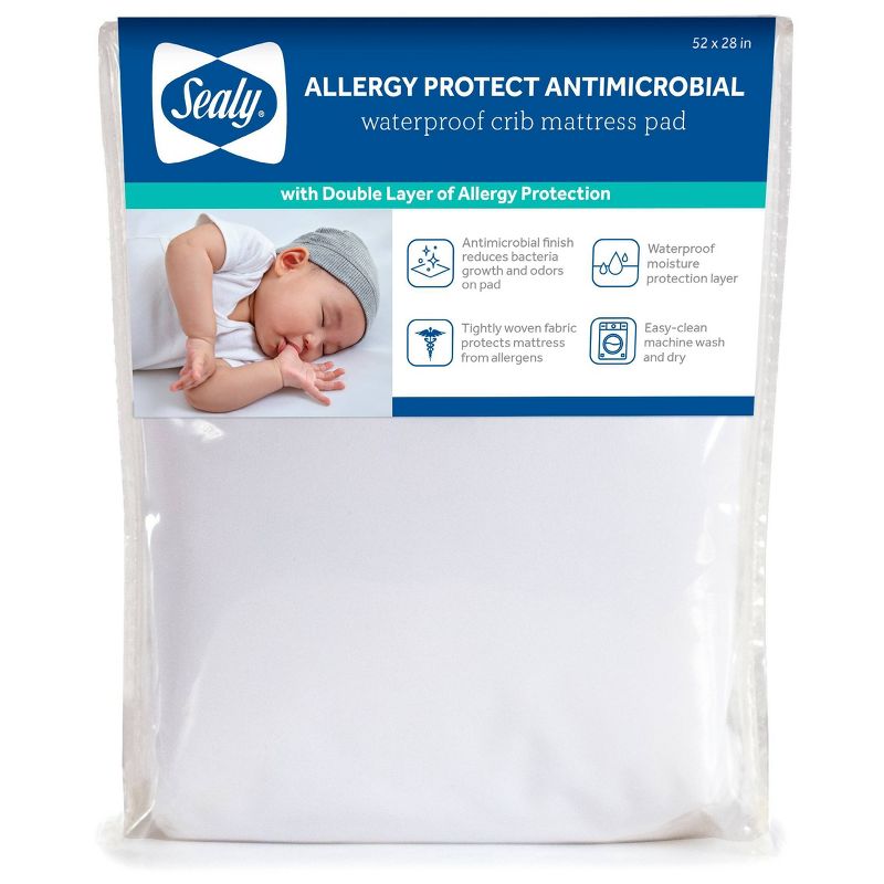 Sealy Allergy Protect Antimicrobial Waterproof Crib Mattress Pad, 1 of 7