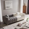 87.4'' Gray-White Velvet 3 Seater Sofa with Bubble Upholstery, Modern Upholstered Couch with Metal Legs and 2 Pillows for Living Room-Maison Boucle - 2 of 4