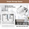 30" White Bathroom Vanity with Sink, Freestanding Solid Wood and MDF Cabinet with 2 Drawers, Doors, Open Shelf & Ceramic Top - 2 of 4
