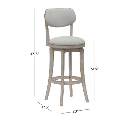 Sloan Aged Gray 43'' Swivel Bar Height Stool with Fog Upholstery