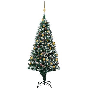 vidaXL Artificial Christmas Tree with LEDs, Pinecones, Gold and Bronze Ball Set, 70.9 Inches - 1 of 4
