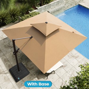 Crestlive Products 10.5FT Square Double Top Cantilever Umbrella UV30+ with Base Set Outdoor 360° Rotation 6 Heights Adjustable Offset Umbrella - 1 of 4