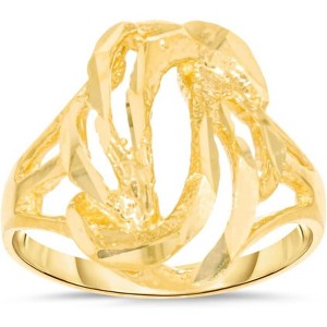 10k Yellow Gold 15.5mm Wave Swirl Openwork Filigree Ring - 1 of 4