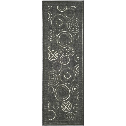 Courtyard Cy1906 Power Loomed Indoor/outdoor Runner Rug - Black/sand ...