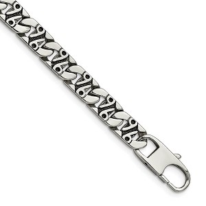 Black Bow Jewelry 9mm Stainless Steel Fancy Number 96 Anchor Chain Bracelet, 8.75 Inch - 1 of 4