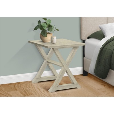 Vynxaria Transitional Square Accent Table - Antique White Veneer Finish, 22" L x 23.5" W x 23.5" H