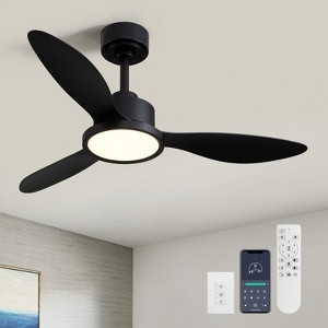 Ludomide 42 Inch Black Ceiling Fans with Lights and Remote/APP/Wall Switch, Downrod Mount Chandelier Fan - 1 of 4