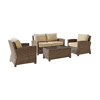 Bradenton 4pc Outdoor Wicker Conversation Set - Sand - Crosley