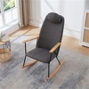 SKRAN Adjustable Headrest Pillow Rocking Chair, Leather Upholstered Glider Rocker with High Backrest for Nursery, Bedroom, Living Room (Dark Gray) - 2 of 4