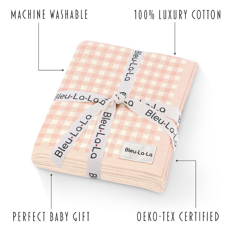 100% Luxury Cotton Knit Swaddle Receiving Crib Stroller Baby Blanket for Newborns and Infant Boys and Girls, 3 of 8
