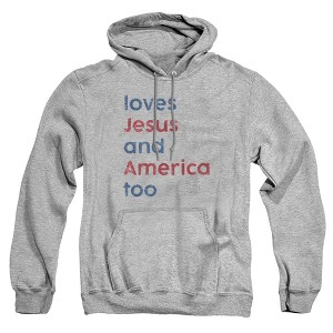 Men's Love Jesus and America Too Pull-Over Hoodie - 1 of 4