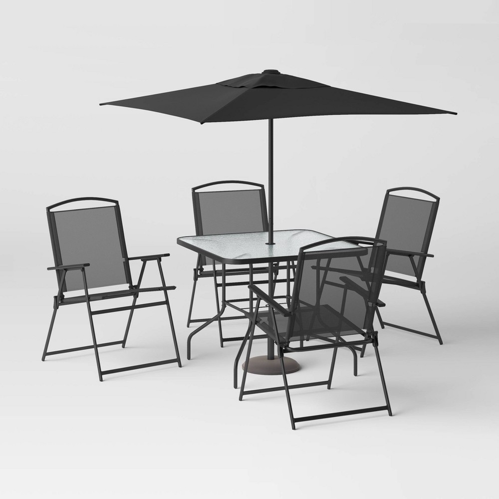 Photos - Garden Furniture 6pc Patio Dining Set with Umbrella, Outdoor Furniture Set - Room Essential