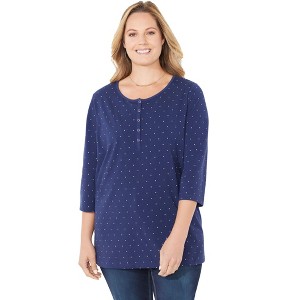 Catherines Women's Plus Size Suprema Snap-Placket Tee - 1 of 4