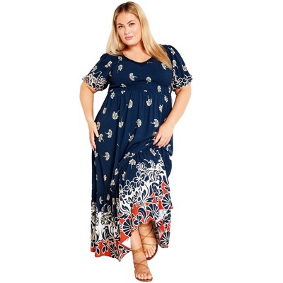 Avenue Women's Plus Size Eve Border Dress