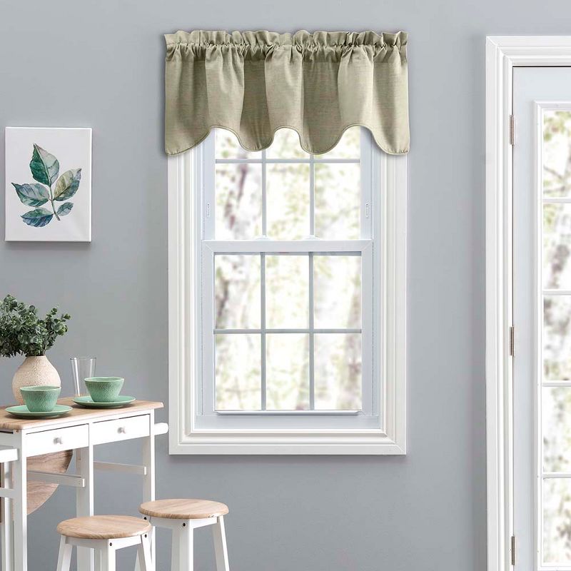 Ellis Curtain Lisa Solid Color Poly Cotton Duck Fabric Lined Scallop Valance 58" x 15" Mist, 1 of 6