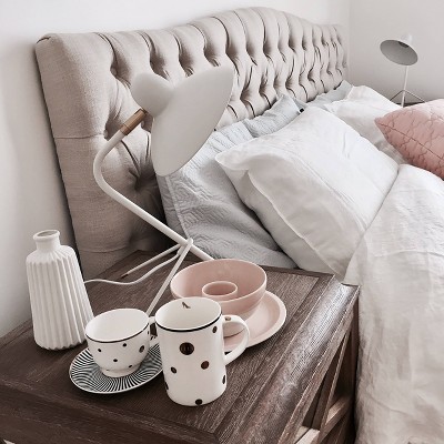 Cream Tufted Upholstered Queen Headboard with Wood Frame