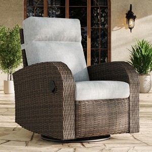LayinSun Oversized Wicker Outdoor Swivel Glider Recliner Lounge Chair - 1 of 4