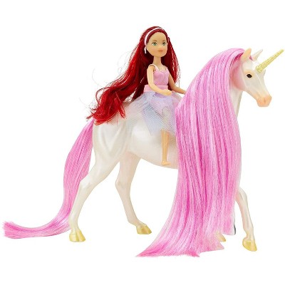 Breyer Animal Creations Breyer Freedom Series 1:12 Scale Model Unicorn Set | Sky & Fantasy Rider Meadow