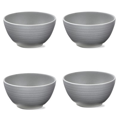 TAG 22 oz. 6 in. Light Gray Brooklyn Melamine Plastic Dinnerware Bowl Dishwasher Safe Indoor Outdoor Round Grey Set 4