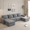 Whisen Modular Sectional Sofa, U-shaped Chenille Cloud Couch set with Ottomans, Free Combination - Gray - 4 of 4