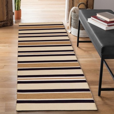 Cabana Classic Stripe Sisal 2'x8' Reversible Outdoor Rug in Blue