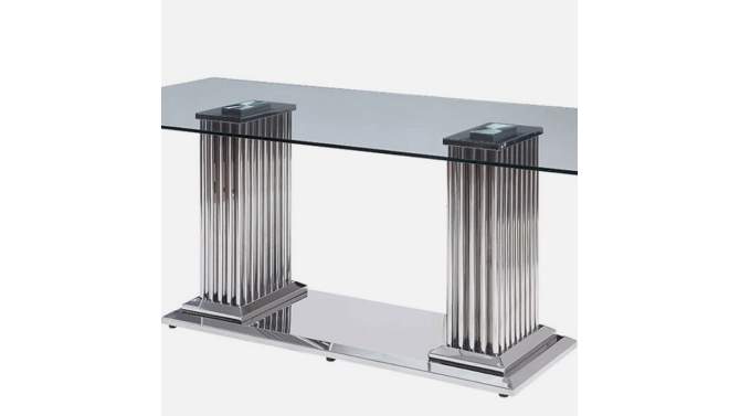 79&#34; Cyrene Dining Table Stainless Steel/Clear Glass - Acme Furniture, 2 of 8, play video