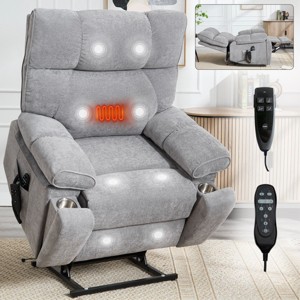 Dual Motor Infinite Position Power Lift Recliner Chair, Chenille Heavy Duty Oversized Recliner with Heat Massage & Hidden Cup Holders-3irtyhousy - 1 of 4