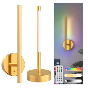 YANSUN 2-Pack 5W LED Wall Light, RGB + CW, Metal Electroplated Copper, 40cm, USB Type-C, Remote Control, APP & Timer Function - 1 of 4