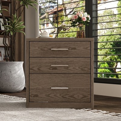 FUFU&GAGA Practical Wooden Nightstand Dresser: Natural Aesthetic Ample Storage and Concealed Drawer