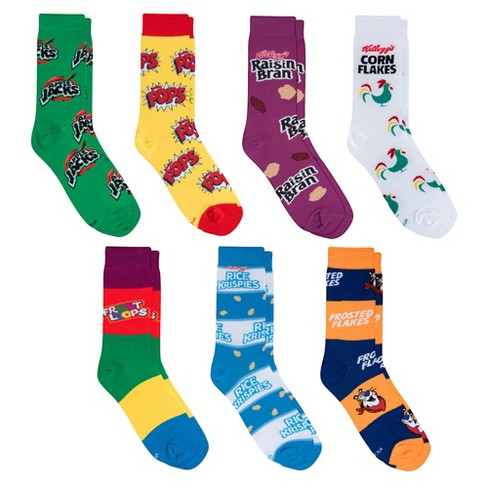 Crazy Socks, 7 Pairs - Cereal, Funny Novelty Socks, Large